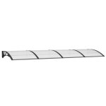 Auvent de porte - garosa - mod�le sas - noir - 350x100 cm - polycarbonate r�sistant aux intemp�ries