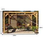 Auvent veneto - habrita - bois lamell� coll� - dimensions 339 m x 360 m