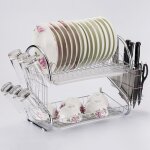 Avanc Égouttoir a vaisselle avec plateau inox porte - tasse 2 Étages Avanc Égouttoir a vaisselle avec plateau inox porte - tasse 2 Étages