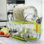 Avanc Égouttoir a vaisselle avec plateau inox porte - tasse vert 2 Étages Avanc Égouttoir a vaisselle avec plateau inox porte - tasse vert 2 Étages