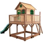 Axi liam maison enfant avec bac � sable & toboggan vert aire de jeux pour lext�rieur en marron & vert ...