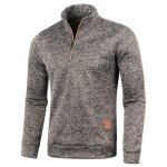 Ay? pull  demi - zip pour hommes polo couleur unie pull  col roul - brun