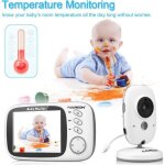 Babyphone num�rique floureon vb603 b�b� moniteur cam�ra �coute sans fil 2. 4ghz lcd - blanc