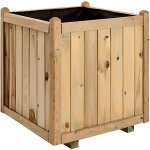 Bac � fleurs carr� lys 60 - jardipolys - bois - beige - 138 l - non perc�