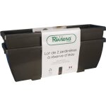Bac  fleurs riviera eva - lot 2 jardinires - plastique - 565x185x 255 cm - gris