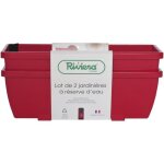 Bac à fleurs riviera eva - lot 2 jardinières - plastique - 57 cm - rouge Bac à fleurs riviera eva - lot 2 jardinières - plastique - 57 cm - rouge