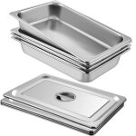 Bac gastro inox alimentaire avec couvercle - vevor - 13l - lot de 4 plats à four en acier Bac gastro inox alimentaire avec couvercle - vevor - 13l - lot de 4 plats à four en acier