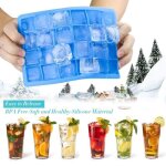Bac  glacons en silicone souple avec couvercle moule a glace cube bleu 24