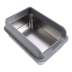 Bac  litire en acier inoxydable - vvikizy - modle ferm - couleur gris - pour chat adulte - espace ...