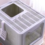 Bac � liti�re pour chat avec couvercle - huole - xxl - gris - 51 * 41 * 38cm