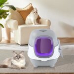 Bac  litire pour chat ferm - xjing - gris - strilisation uv - avec accessoires de nettoyage