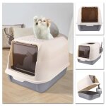 Bac � liti�re pour chat enti�rement ferm� - xuanyu - xl - gris - moyen - a monter soi - m�me