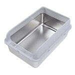 Bac  litire pour chat - animalerie - acier inoxydable - cts hauts - anti - odeur - facile  nettoyer ...