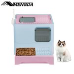 Bac  litire pour chat pliable - mengda - 35 * 38 * 45 cm - sortie par le haut - blanc