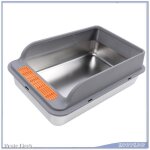 Bac  litire pour chat - vgeby - grand modle - acier inoxydable - 50 x 35 x 20 cm - gris fonc