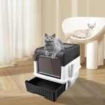Bac � liti�re ferm� pour chat - jeobest - 49 * 37 * 35cm - nettoyage facile - avec 1 tiroir pour pack ...