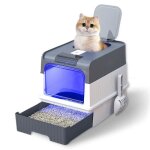 Bac  litire ferm - strilis aux uv - chats - 48x35x36cm - gris