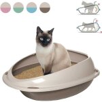 Bac  litire pour grand chats ovale 2tailles avec bord anti - salissures: animalerie