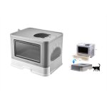 Bac  litire pliable pour chat - mengda - entre avant et sortie suprieure - trs grand espace - gris ...