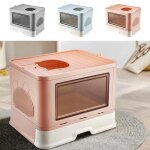Bac � liti�re - xuanyu - pliable avec couvercle - acc�s libre - pour petits chats et lapins - rose