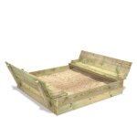 Bac � sable wickey flippey en bois avec couvercle rabattable et banc ? 110x165 cm ? 5 ans de garantie ...