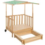 Bac a sable - tectake - bac � sable gretchen cabane de jardin enfant avec toit et v�randa en bois avec ...