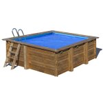 B�che � bulles pour piscine bois carr�e city 225 x 225 m - gr�
