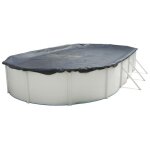 Bche dhiver pour piscine hors sol 730 x 366 cm - toi - ovale - rsistant aux dchirures - noir
