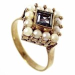 Bague - 18k - perles de culture - or jaune - femme - 38g