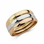 Bague 18k tricolores dor trois anneaux joints lisses - taille: 18 Bague 18k tricolores dor trois anneaux joints lisses - taille: 18