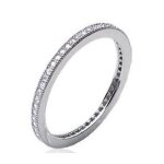 Bague alliance en argent massif rhodi sertie de cubics zirconium - bijouxia