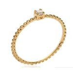 Bague alliance billes et zirconium plaqu or - bijouxia - cristal solitaire cz