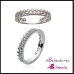 Bague alliance couronne cristaux zirconium argent massif rhodi� tailles 50 � 66