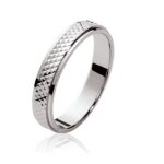 Bague alliance motifs striés - bijouxia - argent massif rhodié - largeur 4mm - poids 283g Bague alliance motifs striés - bijouxia - argent massif rhodié - largeur 4mm - poids 283g