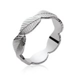 Bague alliance originale femme - argent massif 925 / 000 rhodi - feuilles darbre