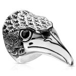 Bague anneau chevali�re homme acier � t�te daigle de sang viking biker (60)