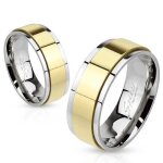 Bague anneau couple homme femme acier couleur or spin tournante (58)