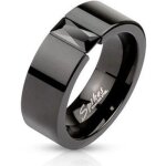Bague anneau de fiançailles couple en acier avec pierre noire - mixte - argenté Bague anneau de fiançailles couple en acier avec pierre noire - mixte - argenté