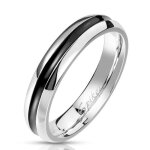 Bague anneau de fiançailles femme homme rainure noire largeur 4mm (50) Bague anneau de fiançailles femme homme rainure noire largeur 4mm (50)