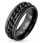 Bague anneau pour homme acier noire chaine tournante symbole engagement (65)