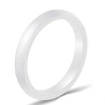 Bague anneau de mariage pour femme demi - jonc en céramique blanche 3mm 57 Bague anneau de mariage pour femme demi - jonc en céramique blanche 3mm 57