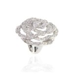 Bague argent fleur 925 / 1000 - avenuedubijou - femme - blanc - 58 gr - cadeau - crin de velours