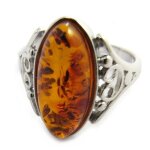 Bague argent inspiration ambre (rhodi�) - les tresors de lily - n2560 - gris - argent� - femme