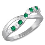 Bague argent sissi �meraude blanc argent� - les tresors de lily - r0709 - femme - 5mm