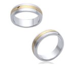 Bague bicolore en acier inoxydable & plaqu� or 3 microns - bijouxia - bague ronde - largeur 6 mm - qualit� ...