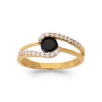 Bague - bijouxia - bicolore saphir - plaqué or 18 carats - cristaux blancs - oxyde de zirconium Bague - bijouxia - bicolore saphir - plaqué or 18 carats - cristaux blancs - oxyde de zirconium
