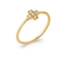 Bague - bijouxia - croix sertie zirconium - plaqu� or 18 carats - tailles 50 � 60