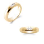 Bague - bijouxia - jonc bomb� - oxyde de zirconium - plaqu� or 18 carats - tailles 50 � 60