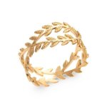 Bague - bijouxia - motifs feuilles de laurier - plaqu� or 18 carats - mixte - taille 50 � 60