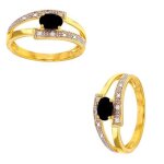Bague - bijouxia - pierre saphir et diamants - or jaune 9 carats - qualit� bijouterie